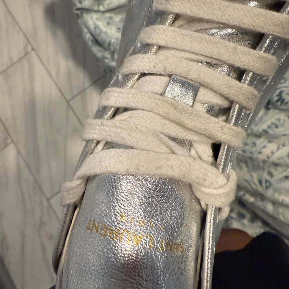 Saint Laurent Silver Sneakers High Top - Picture 2 of 10